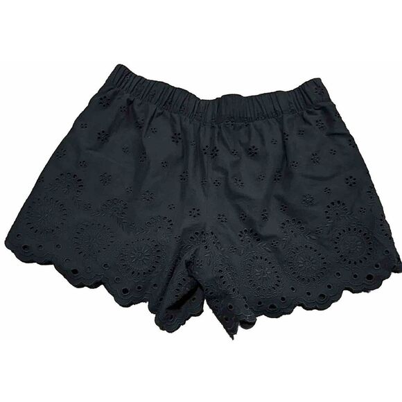 Ann Taylor Loft Navy Eyelet Fully Lined Flat Front Shorts Scalloped Hem SZ S - Picture 4 of 9